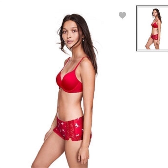 VS PINK Red Lace Dog Print Shorts (Small) - Picture 4 of 4